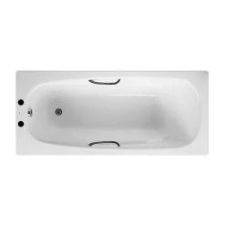 Roca Carla 1700 x 700mm 2TH Steel Enamel Bath with Grips