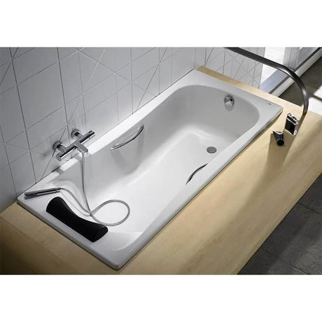 Roca BeCool 1800 x 800mm Rectangular Acrylic Bath with Grips - Image 2