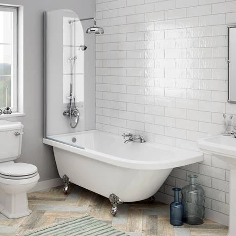 Appleby 1700 Roll Top Shower Bath with Screen + Chrome Leg Set - Image 3