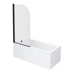 Arezzo Black Curved Top Straight Hinged Square Shower Bath