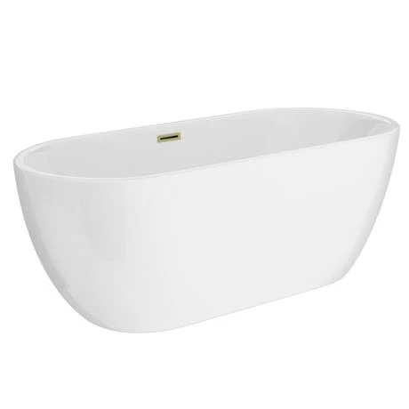 Arezzo Freestanding Modern Bath with Brushed Brass Waste - Image 3
