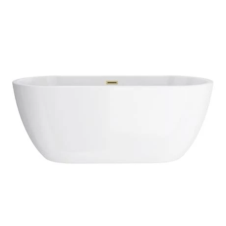 Arezzo Freestanding Modern Bath with Brushed Brass Waste - Image 4