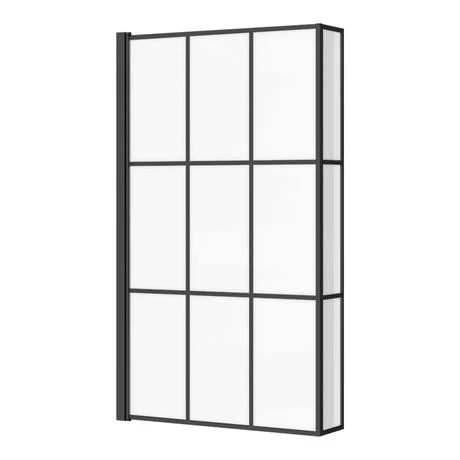 Arezzo Shower Bath - 1700mm L Shaped with Matt Black Grid Screen + Panel - Image 3