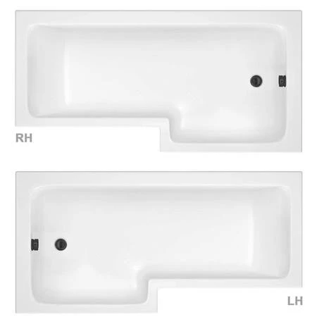 Arezzo Shower Bath - 1700mm L Shaped with Matt Black Screen + Panel - Image 2