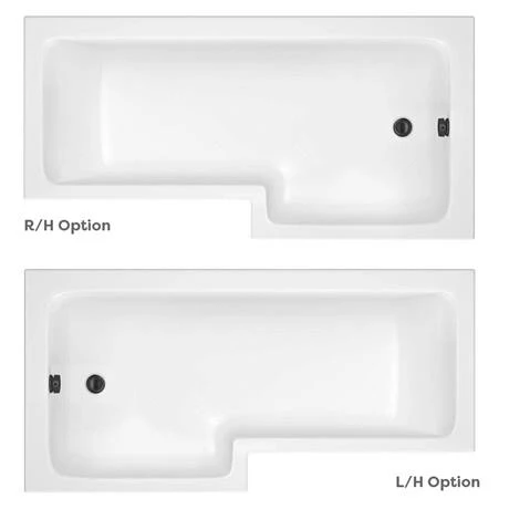 Arezzo Shower Bath - 1700mm L Shaped with Matt Black Screen + Matt Blue Panel - Image 2