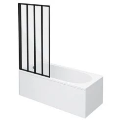 Arezzo Round Single Ended Bath with Matt Black Bi-Fold Screen