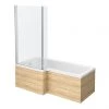Brooklyn Natural Oak Shower Bath - 1700mm L Shaped inc. Screen + Panel