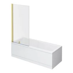 Bordo Single Ended Bath 1700 x 750mm with Brushed Brass Hinged Square Bath Screen