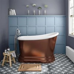 Chatsworth Copper Effect 1300 Short Roll Top Bath