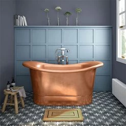 Trafalgar Copper 1500 x 710mm Double Ended Slipper Roll Top Bath Tub
