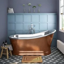 Trafalgar Copper 1700 x 787mm Slipper Roll Top Bath Tub (Nickel Inside)