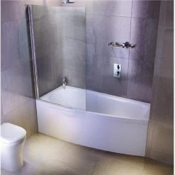 Cleargreen - EcoCurve 1700 x 750 Shower Bath with Front Panel & Bathscreen