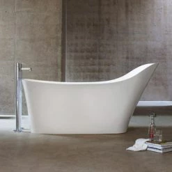 Clearwater - Nebbia Natural Stone Bath Hand Polished White - 1600 x 800mm - N14