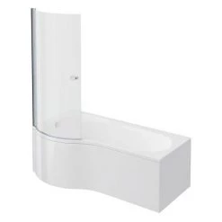 Cruze P Shaped Shower Bath - 1700mm inc. Screen with Knob + Panel