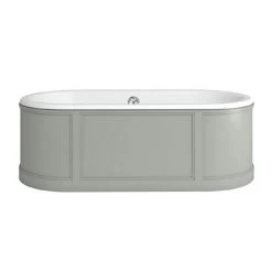 Burlington London 1800mm Bath with Curved Surround & Waste - Dark Olive