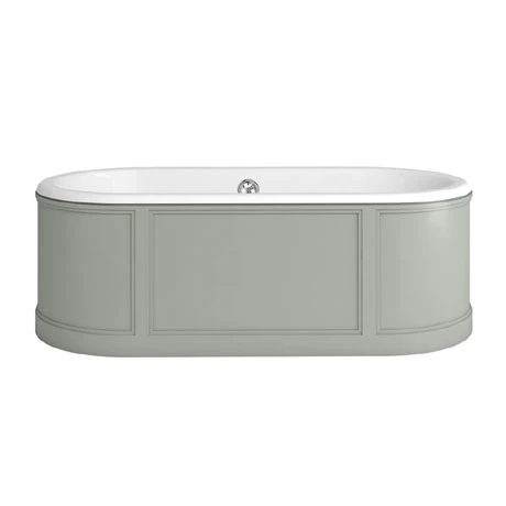 Burlington London 1800mm Bath with Curved Surround & Waste - Dark Olive