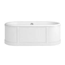 Burlington London 1800mm Bath with Curved Surround & Waste - Matt White