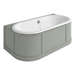 Burlington London 1800mm Back to Wall Bath with Curved Surround & Waste - Dark Olive