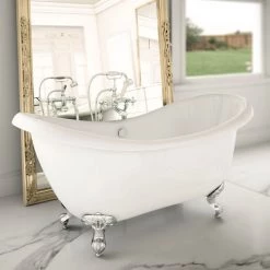 Earl 1750 Double Ended Roll Top Slipper Bath + Chrome Leg Set