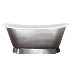 Hurlingham Montreal 1680 x 760mm Polished Pewter Lustre Cast Iron Roll Top Bath