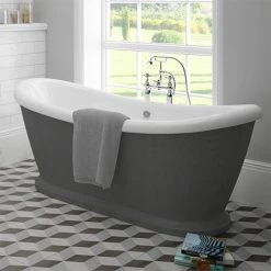 Chatsworth Dark Grey 1770 Double Ended Slipper Roll Top Bath