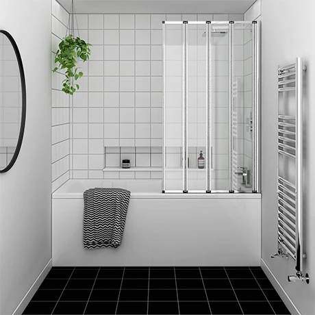 Kent Square Single Ended Bath with Bi-Fold Screen