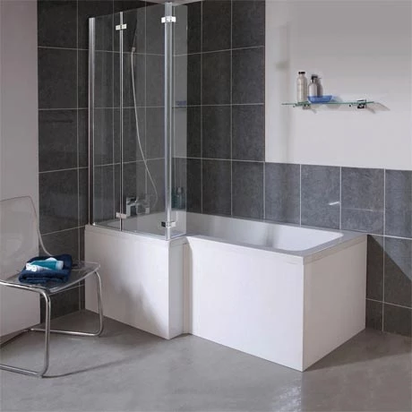 Milan Square Shower Bath - 1700mm inc. Double Hinged Screen + MDF Panel