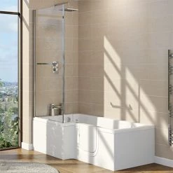 Milton Walk In 1700mm L Shaped Bath inc. Screen + Panel