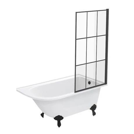 Appleby 1550 Roll Top Shower Bath with Matt Black Grid Screen + Leg Set - Image 4