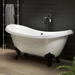Earl 1750 Double Ended Roll Top Slipper Bath + Matt Black Leg Set