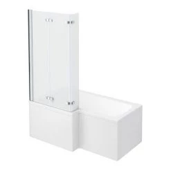 Milan Shower Bath - 1500mm L Shaped with Double Hinged Screen + Panel
