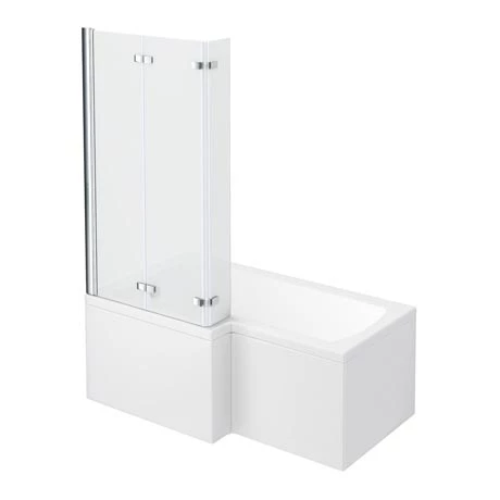 Milan Shower Bath - 1500mm L Shaped with Double Hinged Screen + Panel