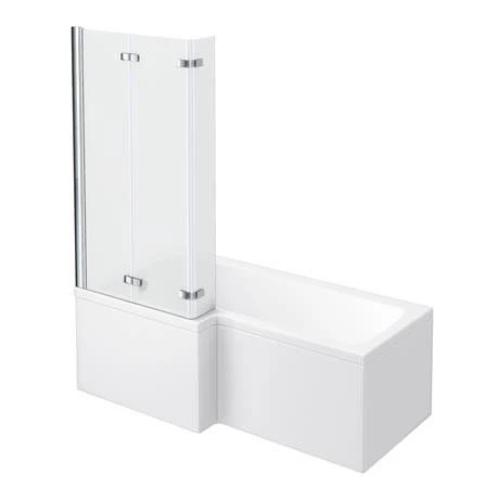 Milan Square Shower Bath - 1700mm inc. Double Hinged Screen + MDF Panel - Image 4