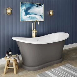 Trafalgar Grey 1685 x 745 Double Ended Slipper Roll Top Bath